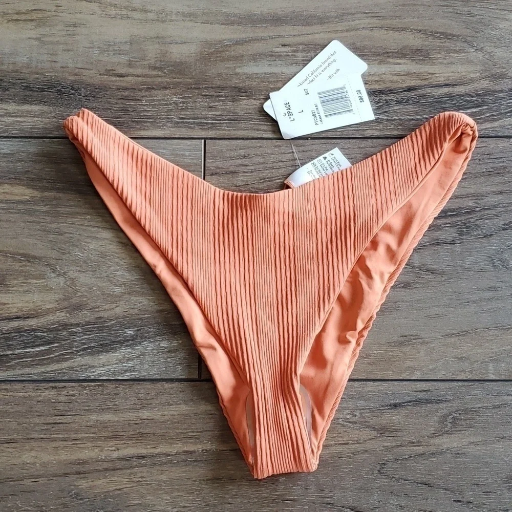 NWT L Space Womens Cabana Ribbed Bottom Bit Swim Swimwear sz L